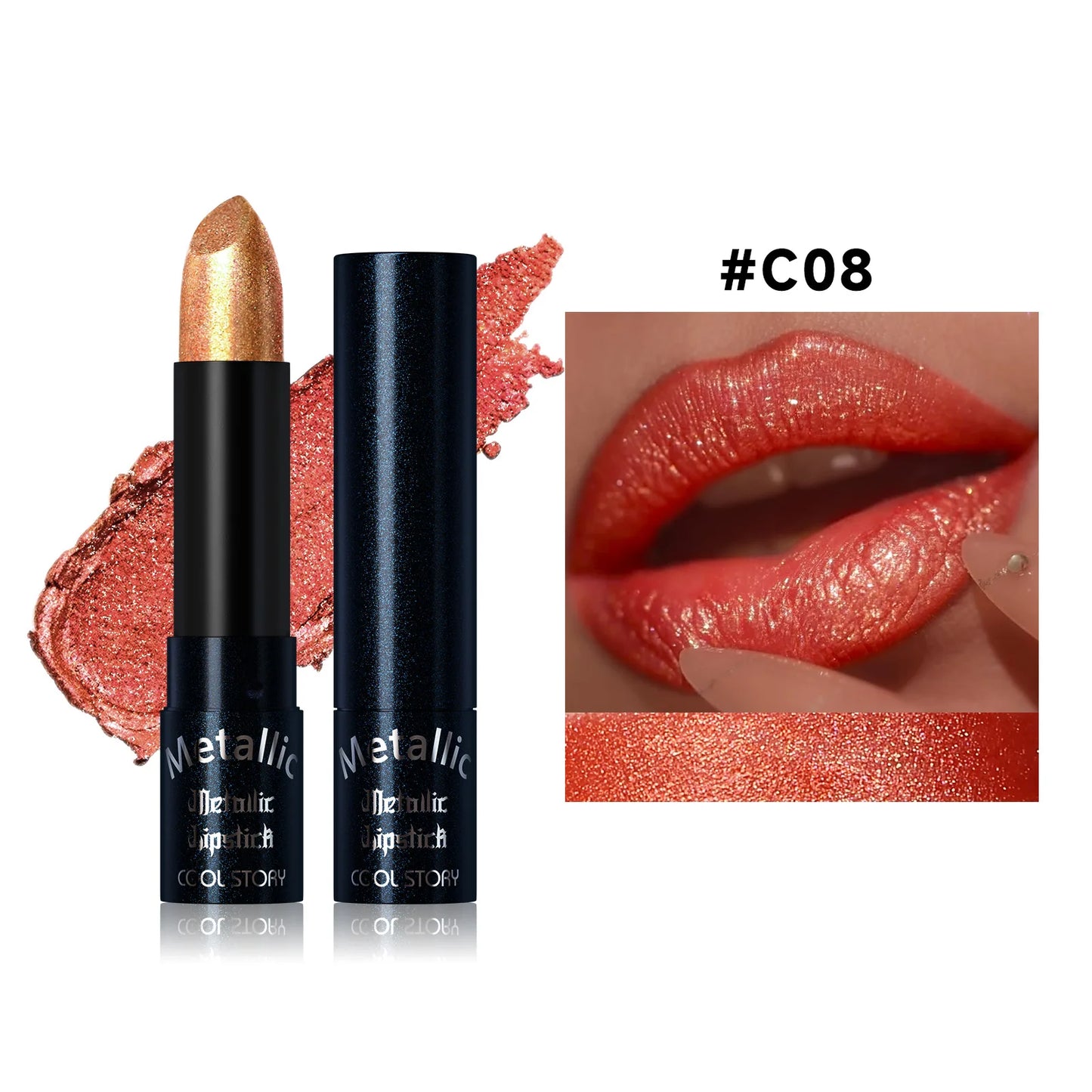 Metallic Glitter Velvet Lipstick – Waterproof Long-Lasting Shimmer