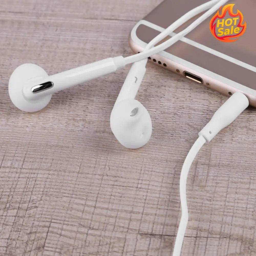 3.5mm Flat Wired Earbuds – Stereo In-Ear Headset with Mic