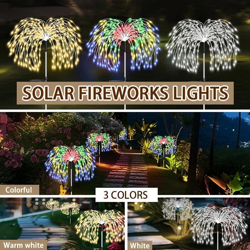 Solar Firework Pathway Lights – IP65 Waterproof LED Garden Stakes