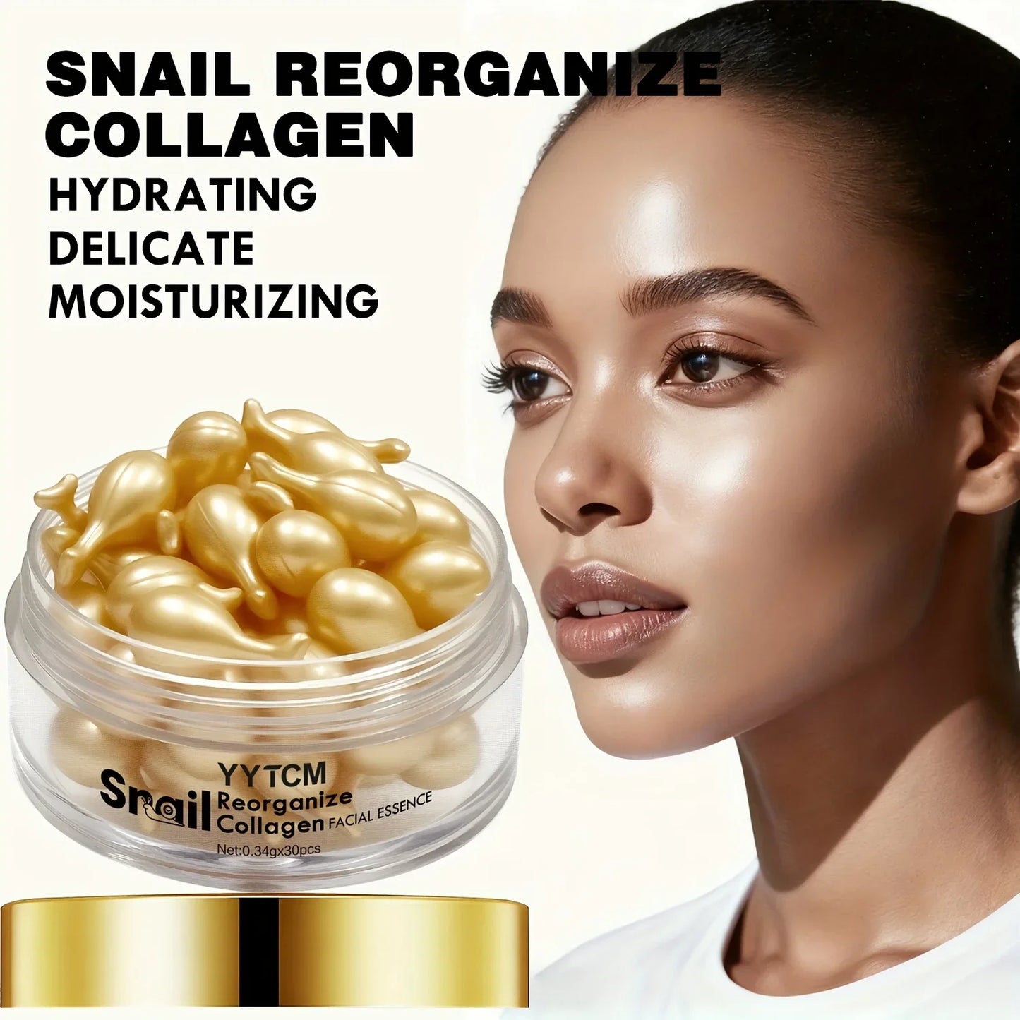 Snail Collagen Essence Capsules | Squalane, Fullerene & Ginseng