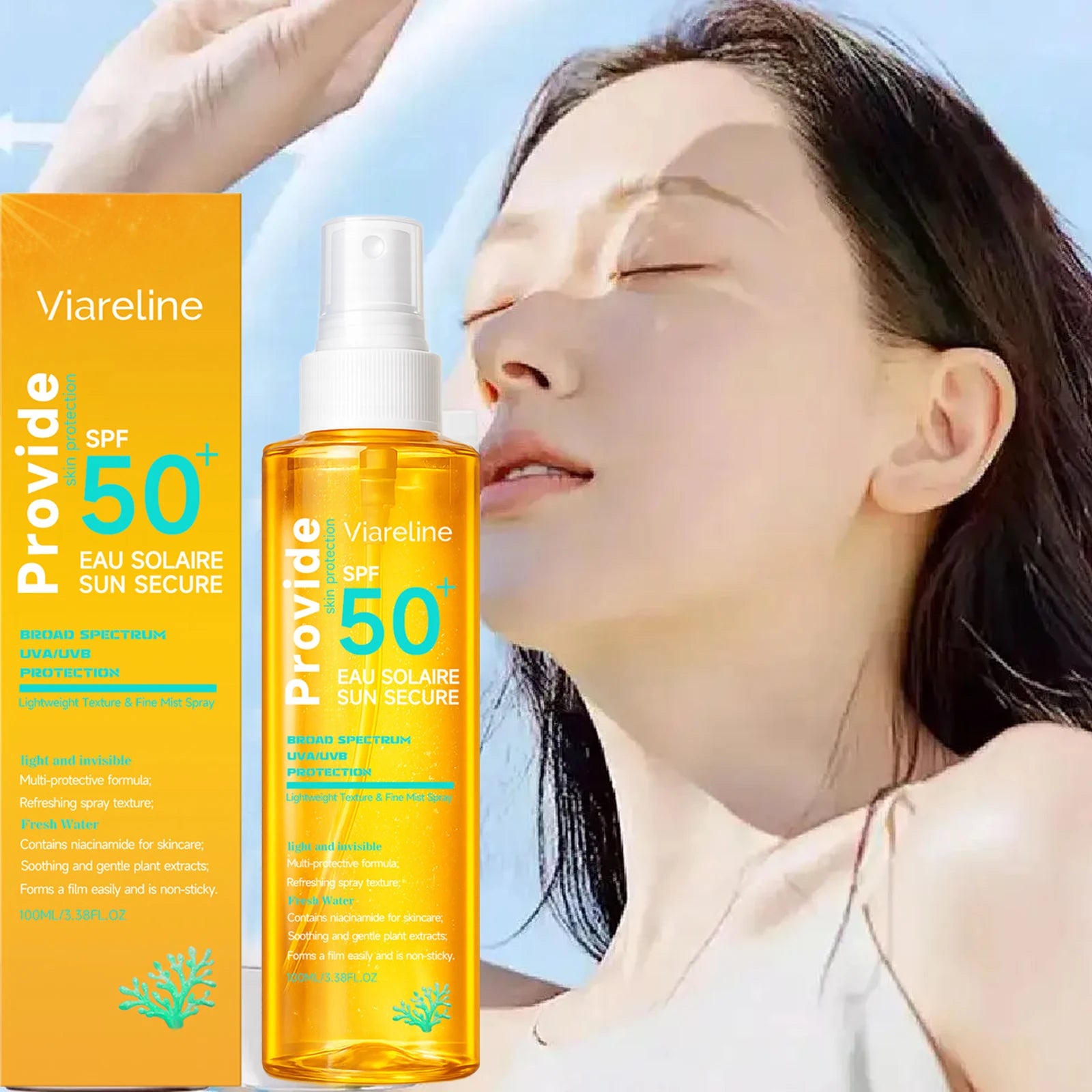Coral Reef Safe Sunscreen Spray Waterproof Sweatproof Resistant Prevent Sunburn Moisturizing Refreshing Strong Facial Body Spray Peaceful Pleasures Health and Wellness