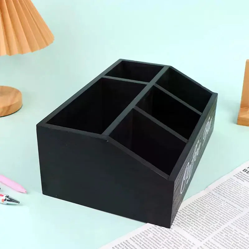 Classic Wooden Coffee Storage Box & Organizer | Shelf Basket