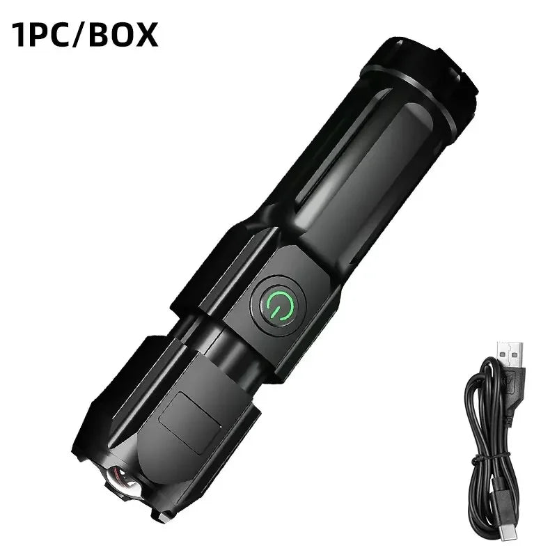Rechargeable LED Tactical Flashlight – Zoomable & Waterproof