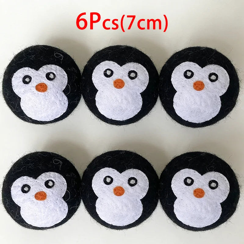 6Pcs XL size Reusable Wool Dryer Balls Clothes Softener Laundry Fleece Dryer Ball Kit Home Clothes Dryer Washing Machine Peaceful Pleasures Health and Wellness 6PCS Black Penguin-C