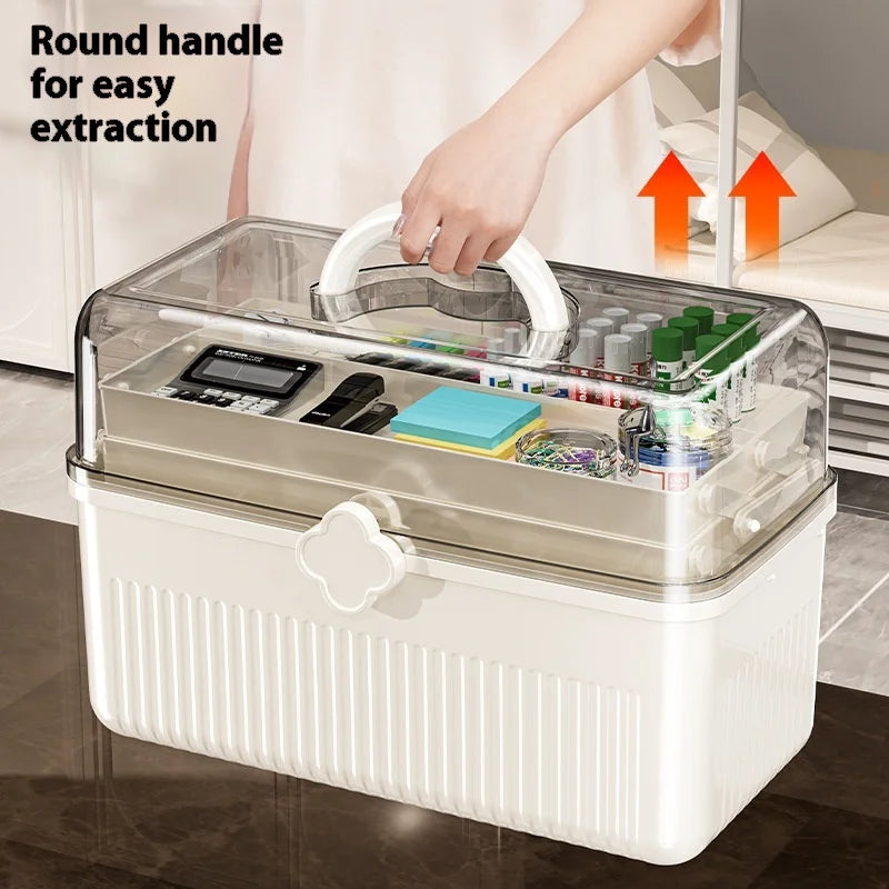 Portable Plastic Desktop Storage Box with Handle | Home Organizer