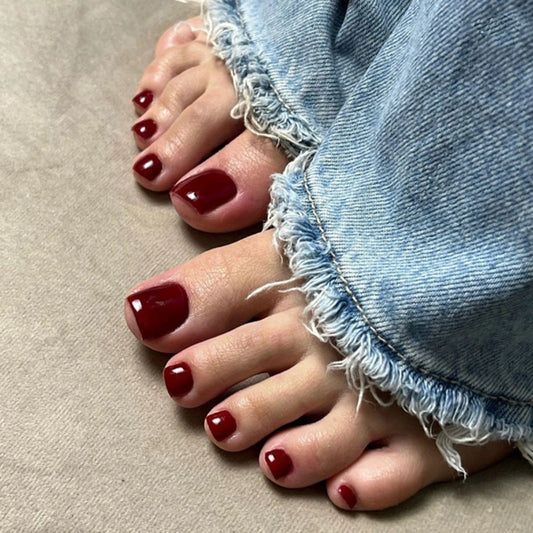 24-Piece Red Press-On Toenails | Classic Nail Art Set Press-On Toenails Peaceful Pleasures Health and Wellness style1