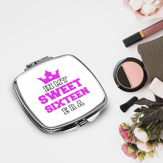 Sweet Sixteen Era Compact Mirror | 16th Birthday Gift for Girls Compact Mirror Peaceful Pleasures Health and Wellness