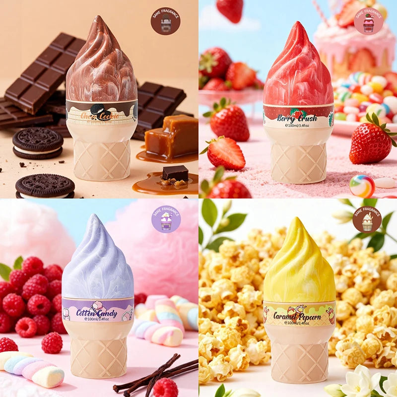 Ice Cream Series Perfume Longlasting Fragrance Cantaloup Peach Mango Natural Fresh Fruity Fragrance Spray Charm Unisex Fragrance Peaceful Pleasures Health and Wellness