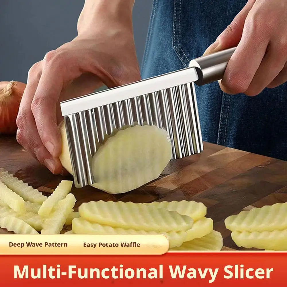 Stainless Steel Wave Potato Slicer Vegetable Cutter Potato French Fries Cutter Gadget Accessories Supplies Kitchen Cooking Tools Peaceful Pleasures Health and Wellness