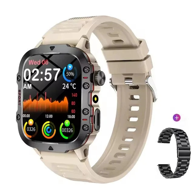 Rugged Military Smart Watch Flashlight Sport Watch for Men Women Inifnite Screen Heart Rate Monitor Multiple Sport Outdoor Watch Peaceful Pleasures Health and Wellness Br20Bkszstrap Ola Esporte