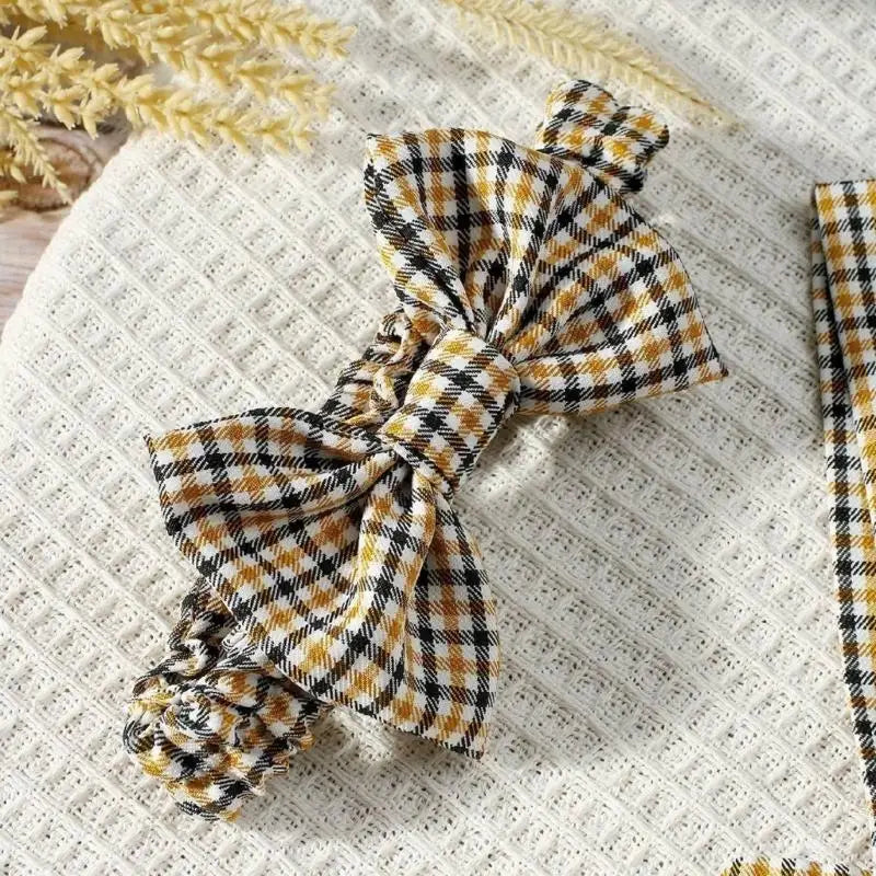 Newborn Boy Gentleman Outfit – Checkered Pants, Hat & Bowtie