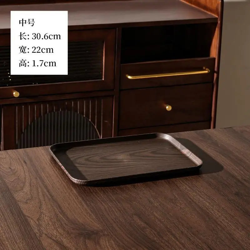 Wood Grain Stackable Serving Tray | Food-Safe PP Kitchen Tray