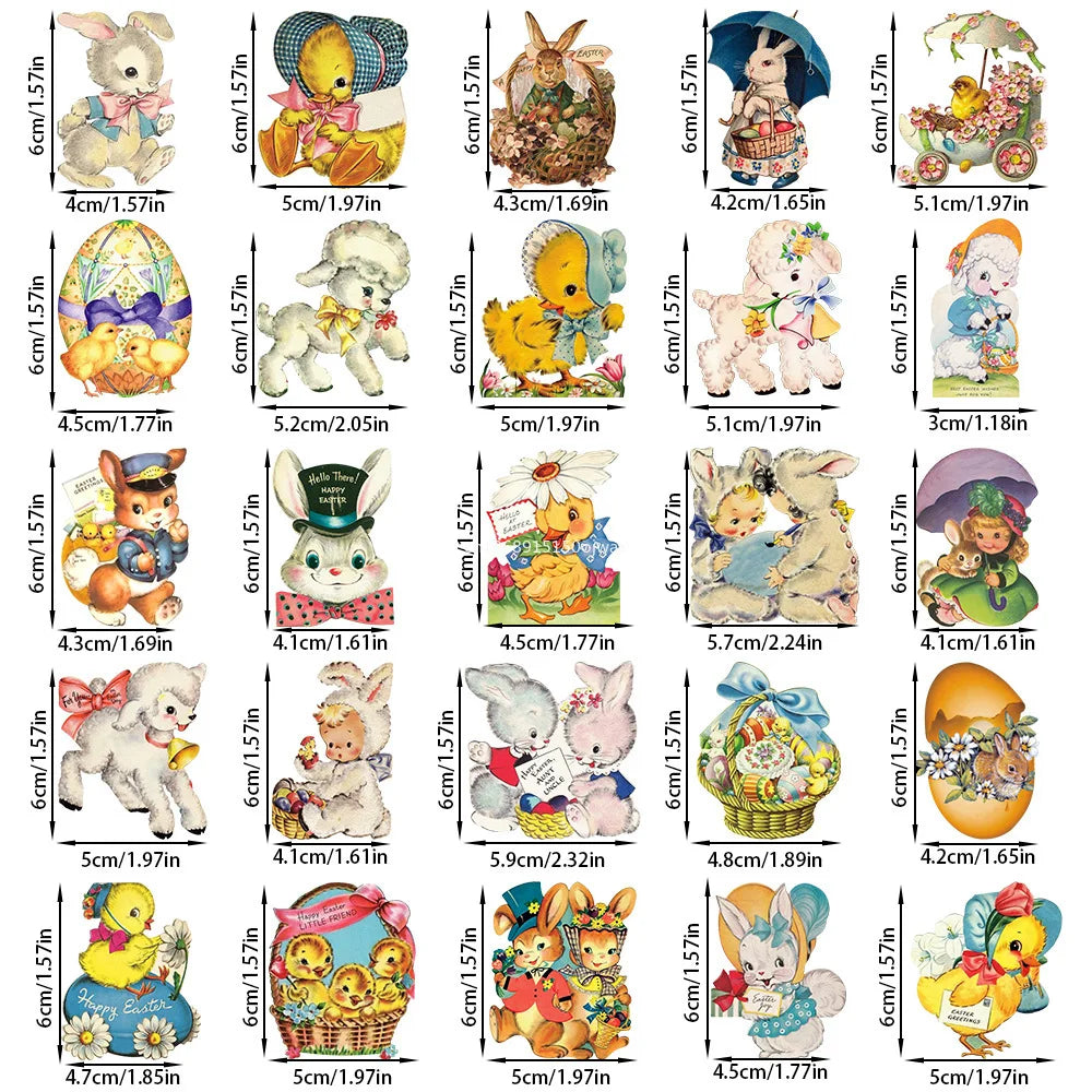 25Pcs/Set Cute Easter Bunny Eggs Stickers for Planner, Journal, Scrapbook, Phone and Laptop, DIY Card Making Craft Decoration Peaceful Pleasures Health and Wellness