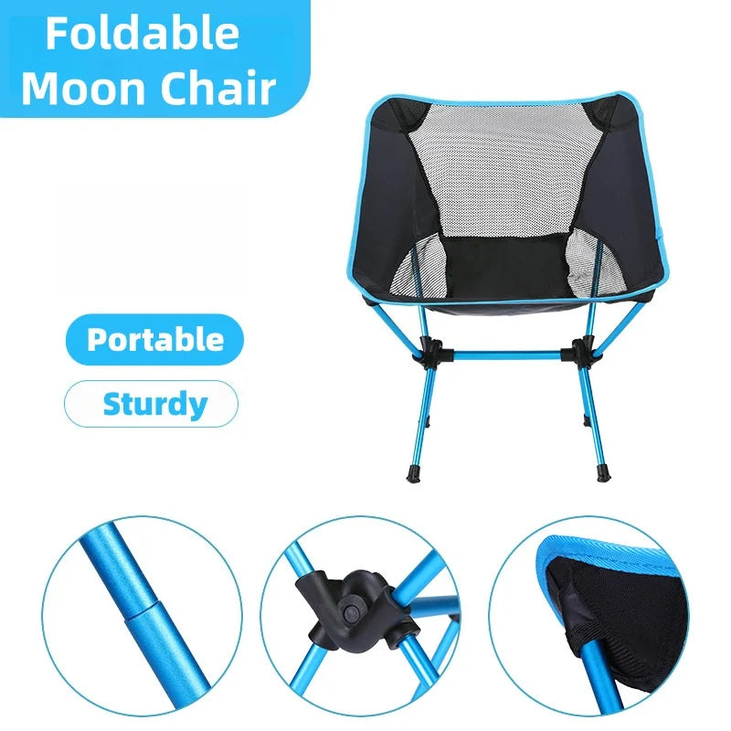 Outdoor moon chair, camping folding chair, portable leisure backrest chair, ultra-light aluminum alloy folding chair Comfortable Peaceful Pleasures Health and Wellness