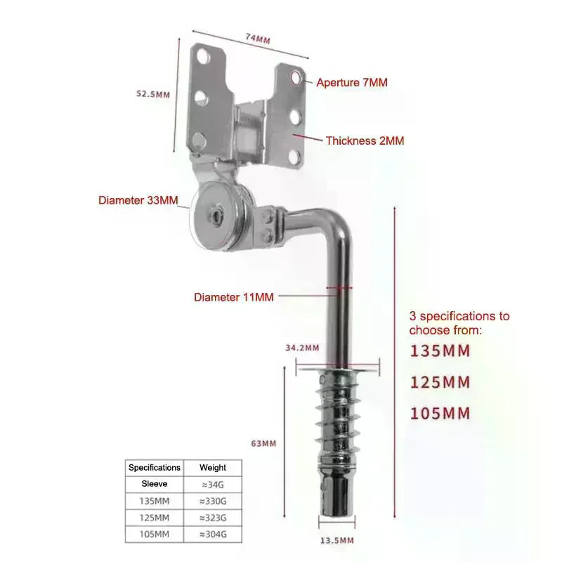 Sofa Headrest Lift Hinges 105-135mm Height Angle Adjuster 2Pcs Sofa Headrest Hinge Peaceful Pleasures Health and Wellness
