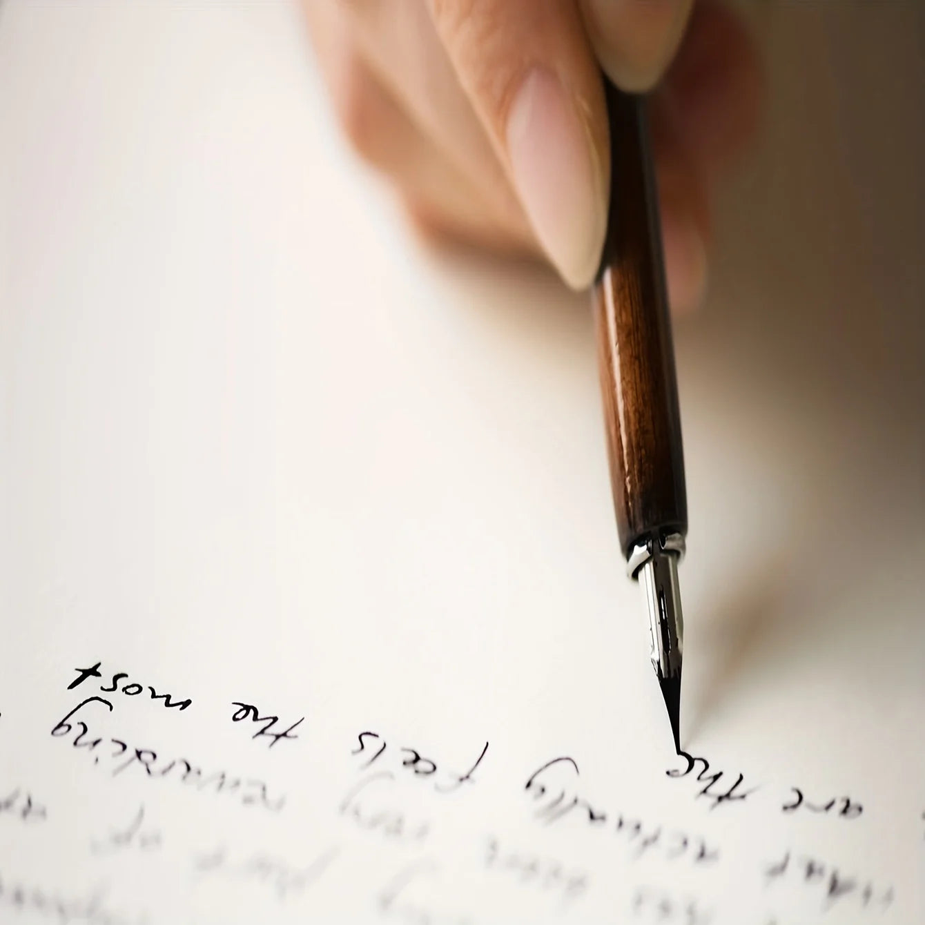 Twist Glass Dip Pen Crystal Writing Wood Handle Vintage Calligraphy