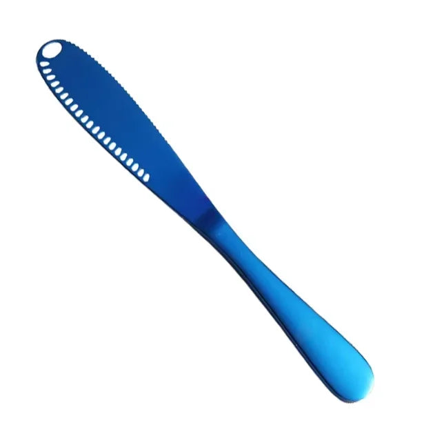 1pc Stainless Steel Butter Knife Tableware Cheese with Holes Spread Cream Knife Bread Jam Knife Cheese Butter Knife Peaceful Pleasures Health and Wellness Blue