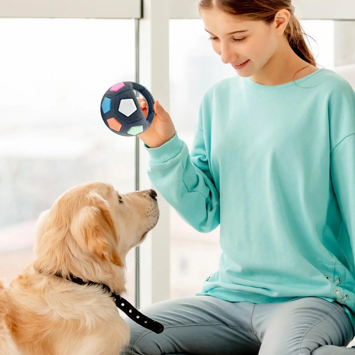 New football tennis ball shaped pet dog toys durable teething relief to accompany outdoor training squeak toys Peaceful Pleasures Health and Wellness