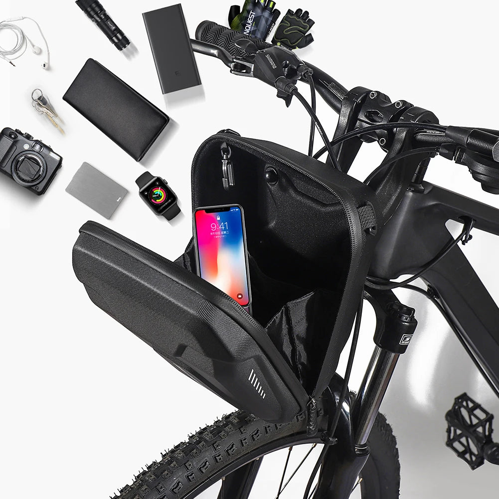 3L Bicycle MTB Handlebar Bag Large Capacity MTB Road Bike Hard Shell Phone Case Electric Scooter Pouch Cycling Equipment Peaceful Pleasures Health and Wellness