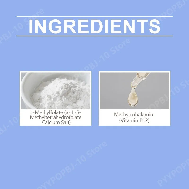 L-Methylfolate 5-MTHF & Methyl B12 Liquid Drops | 60 Servings