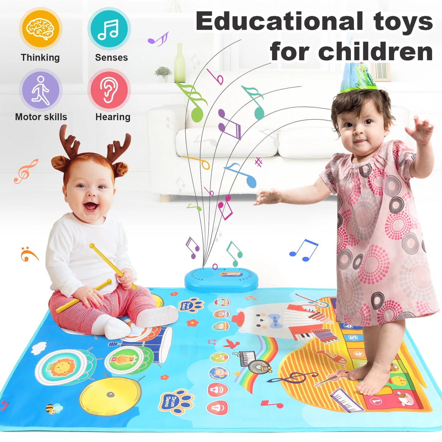 80x50cm Cartoon Musical Piano Mat Floor Play Kids Educational Toys