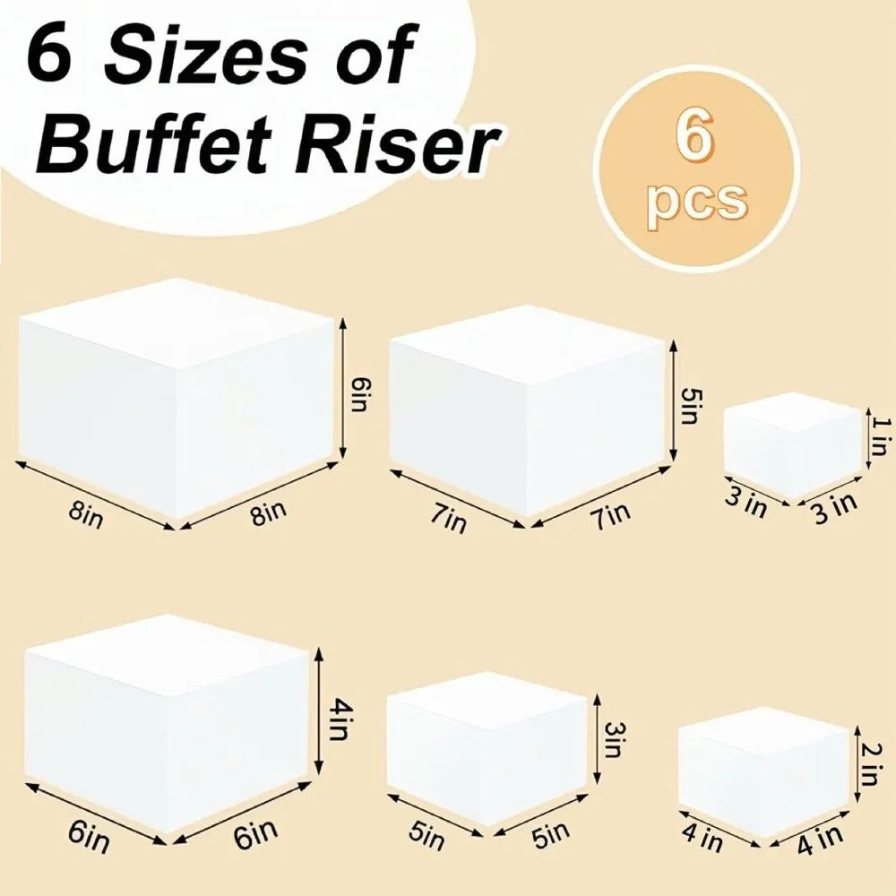 Acrylic Buffet Riser Set 3/6 Pcs – Stackable Dessert Display