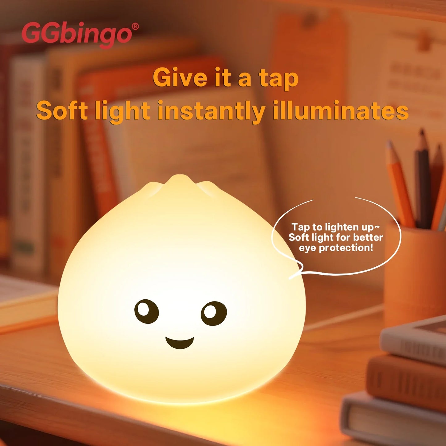 New Arrival Rechargeable Steamed Bun Night Light - Silicone Cute Eye-Protective Lamp for Children's Bedroom Ambient Lighting Peaceful Pleasures Health and Wellness