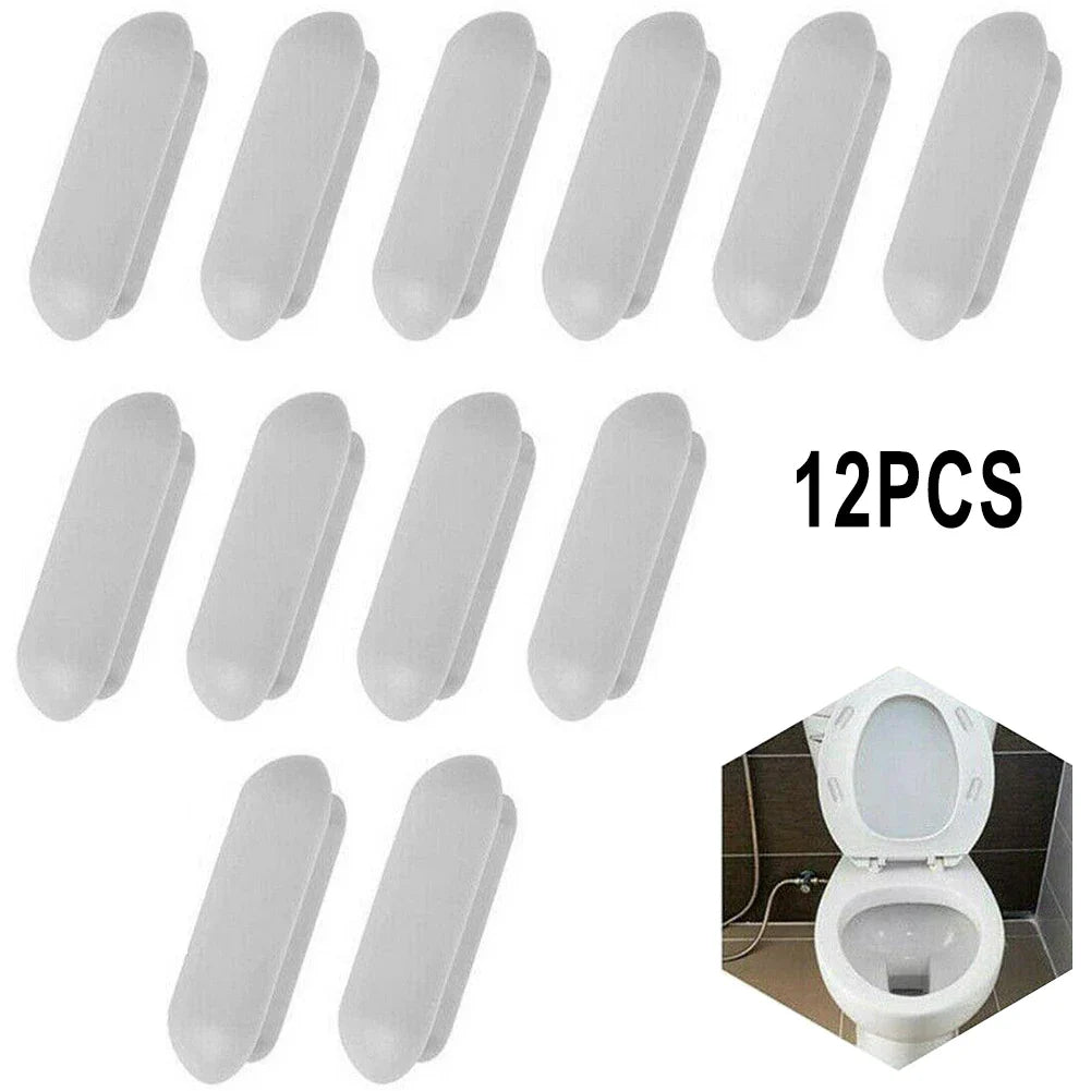 12-Pack Toilet Seat Bumper Pads – Shock-Proof Lid Buffer Cushions