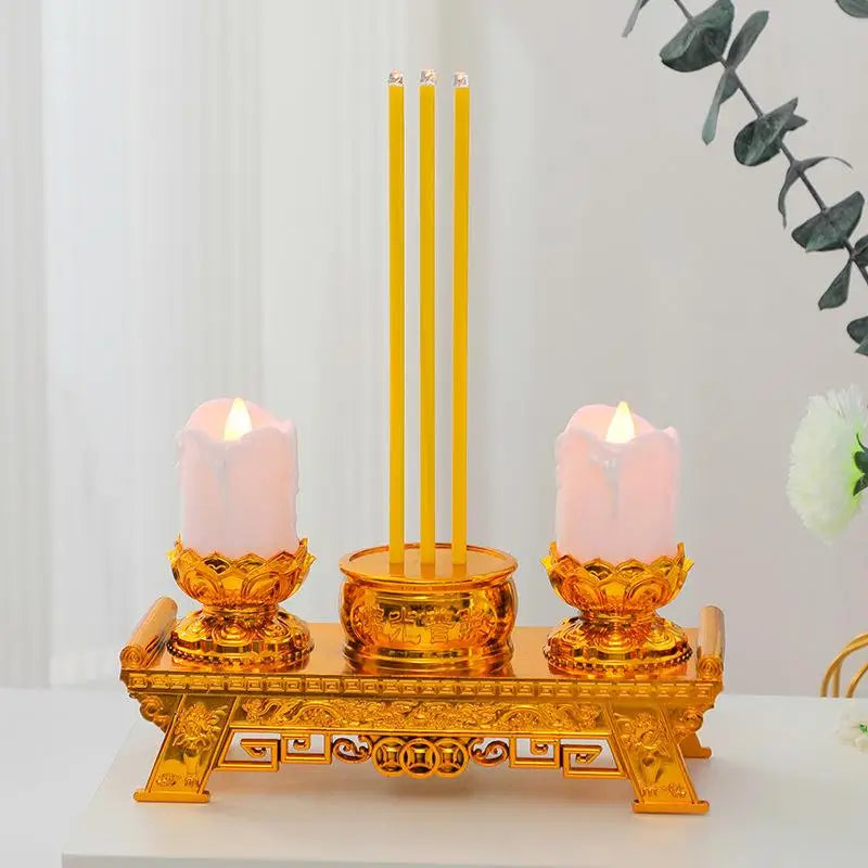 LED Prayer Candle Light | Smokeless Swinging Flame | Golden