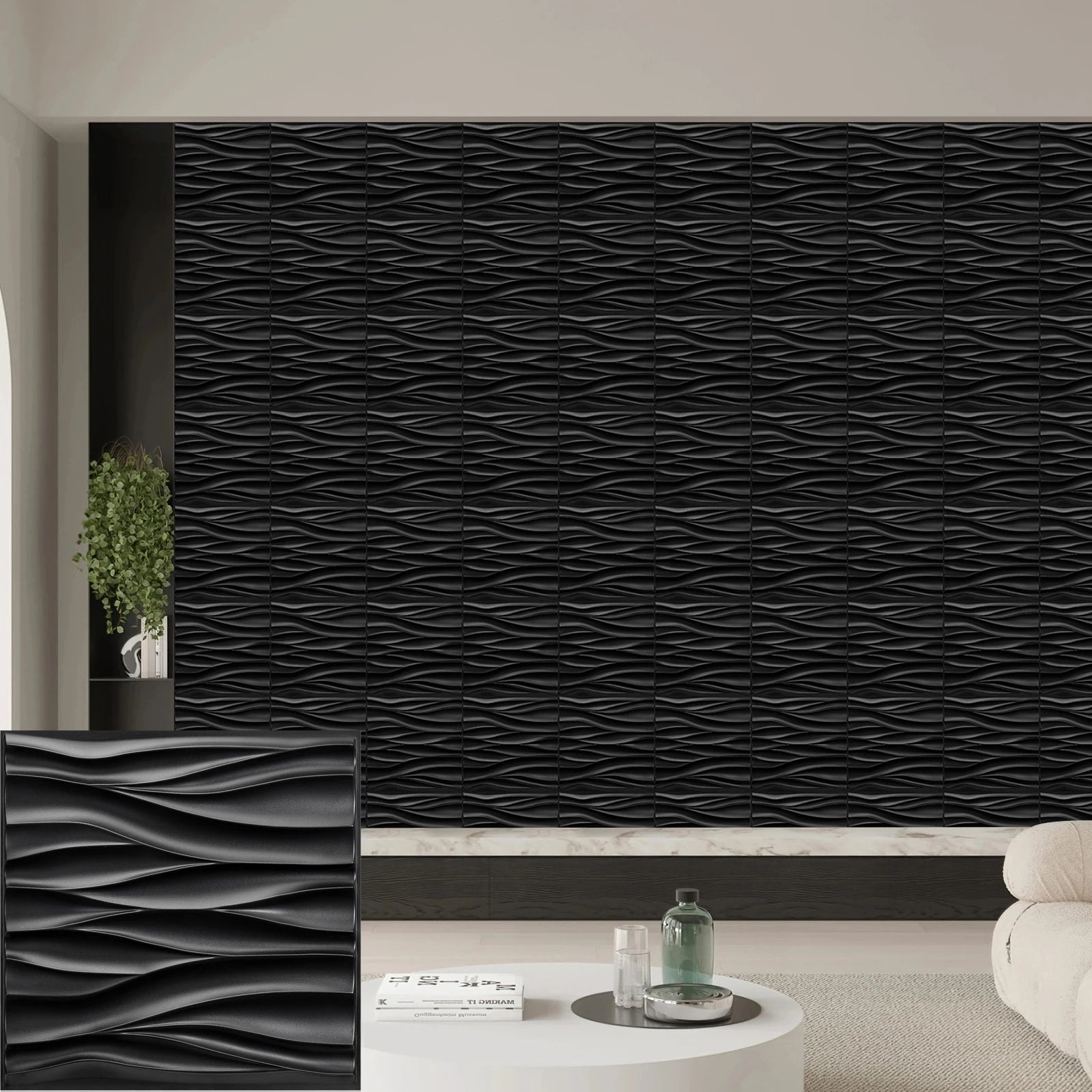20/30pcs 3D pvc wall panels for indoor wall decoration, for living room hall bedroom hotel office,including tape Peaceful Pleasures Health and Wellness