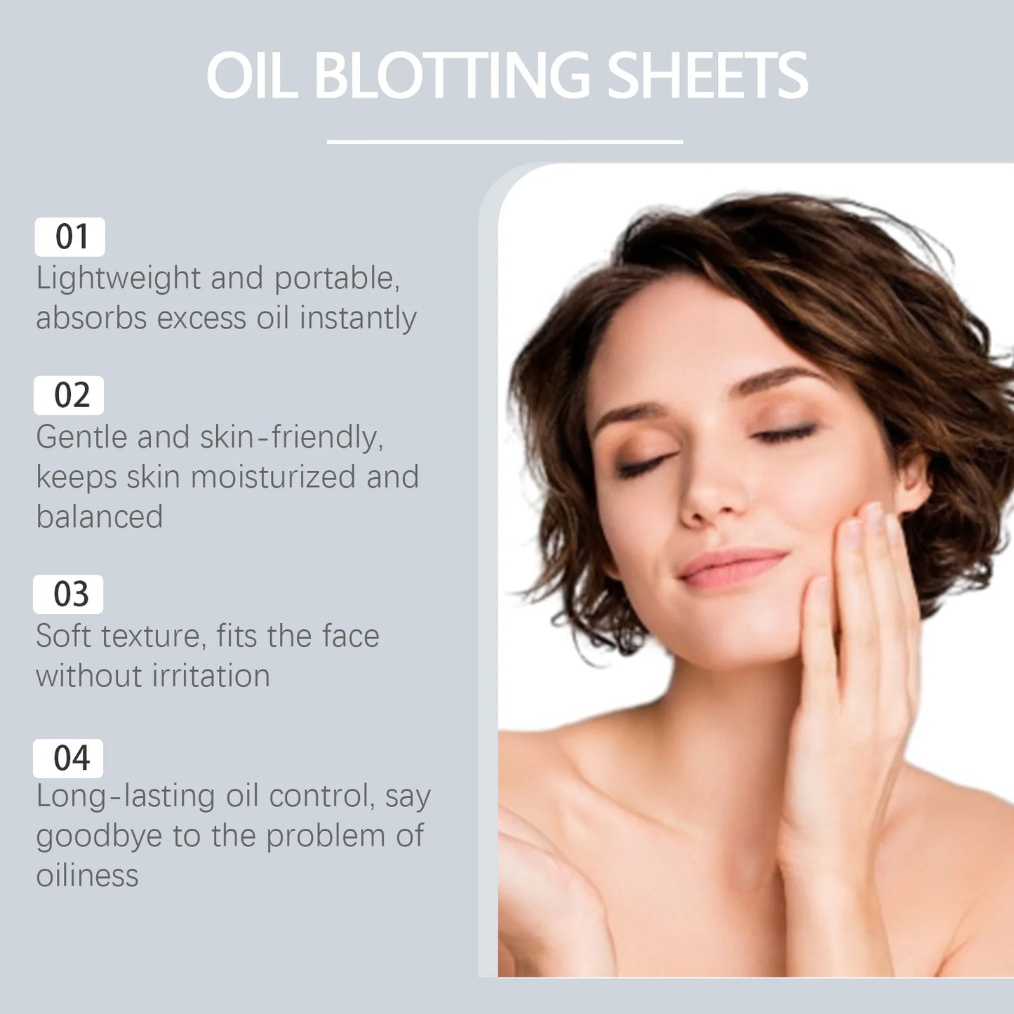 100pc Bamboo Charcoal Oil Blotting Sheets for Oily Skin