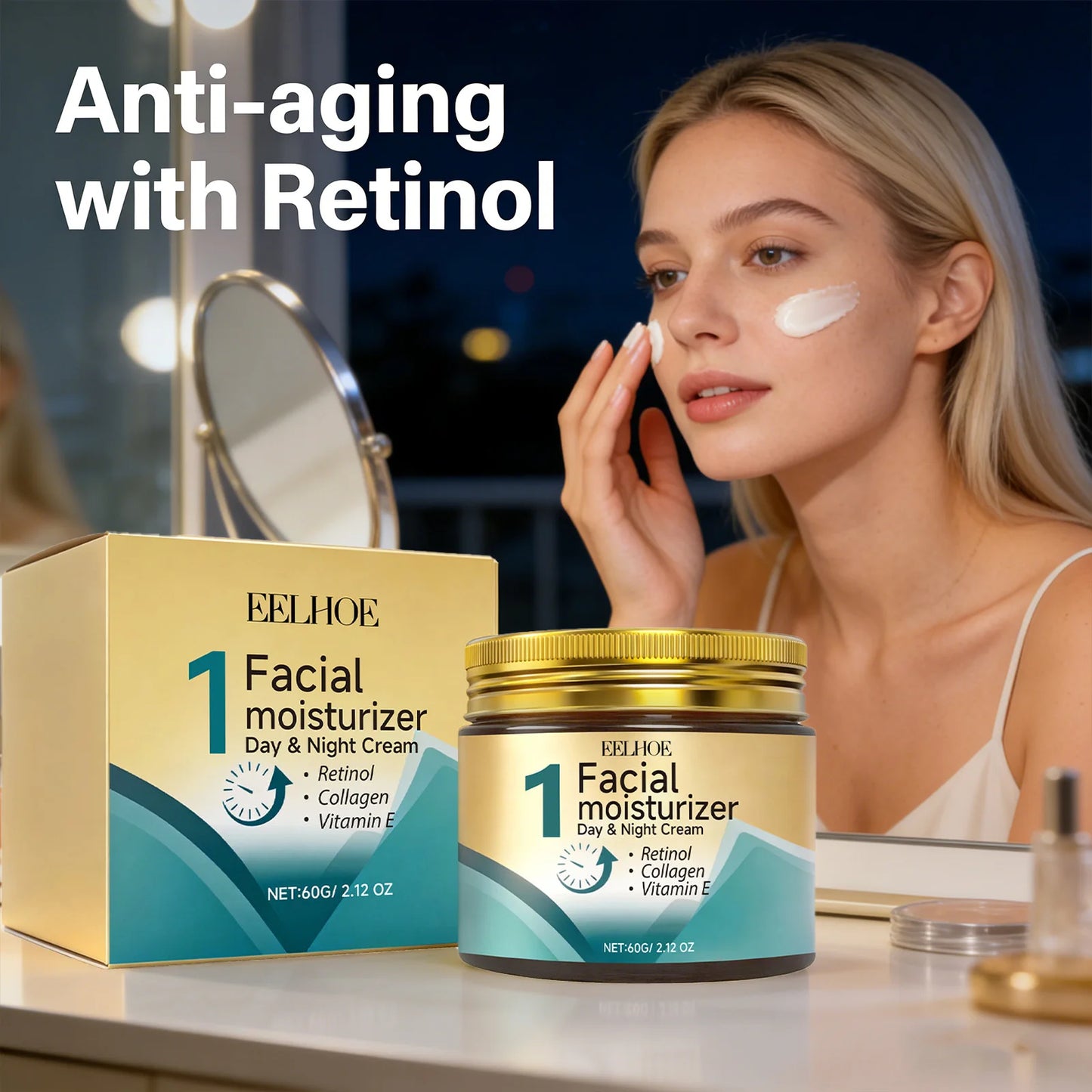Retinol Skin Care Cream Improving Skin Elasticity Softening Brightening Skin Reducing Dullness Shrink Pores Firming Moisturizer Peaceful Pleasures Health and Wellness