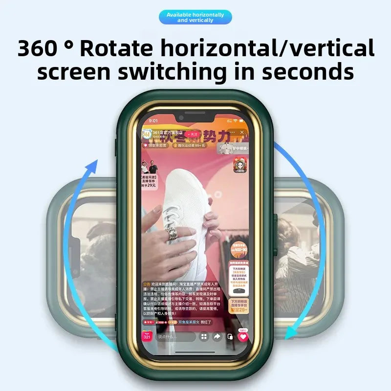 Waterproof mobile phone box with 360° rotation punch free bathing artifact anti fog mobile phone box for kitchen wall waterproof Peaceful Pleasures Health and Wellness