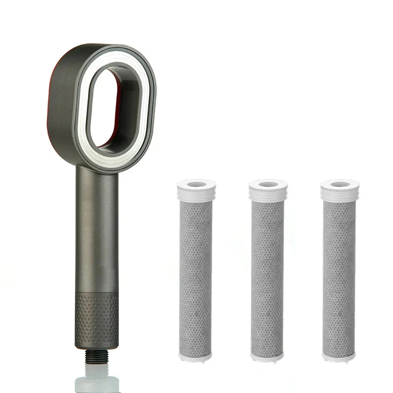 Filter Shower Head High Pressure Beauty Rain Faucet Showerhead Filtration Purification Bathroom Accessories Filtered Water Peaceful Pleasures Health and Wellness Grey Set A