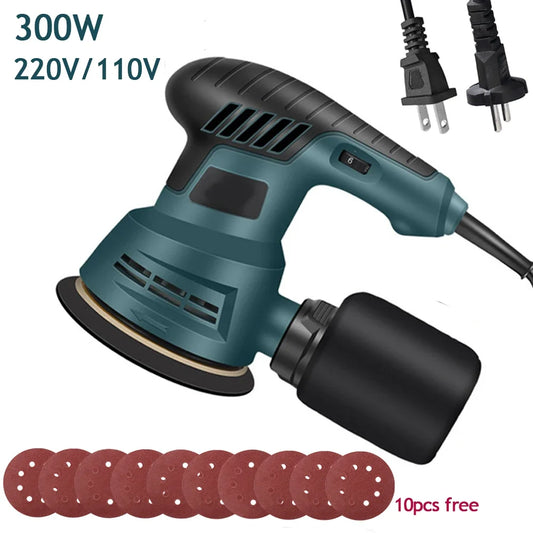 300W Electric Eccentric Sander 6 Gears Speed Adjustment 5 Inch 125mm Wood Sanding Processing Car Polishing Machine With Dust Box Peaceful Pleasures Health and Wellness