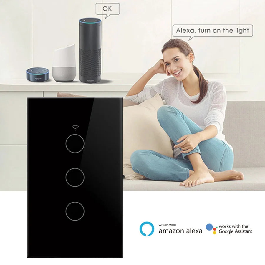 Tuya WiFi Smart Switch US Standard Touch Switch 433Mhz Wireless Remote Voice Control Alexa Google Home No Neutral Wire Required Peaceful Pleasures Health and Wellness