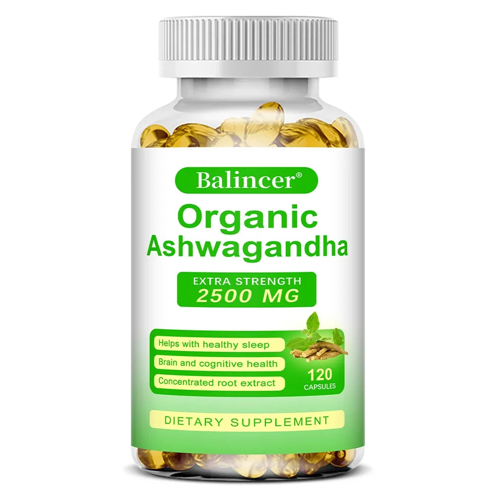 Ashwagandha Supplement for Brain and Memory Support Peaceful Pleasures Health and Wellness 120 count-1 bottle