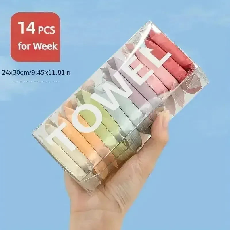 14-Pack Disposable Compressed Travel Towels for Face & Body Disposable Compressed Towel Peaceful Pleasures Health and Wellness 14PCs