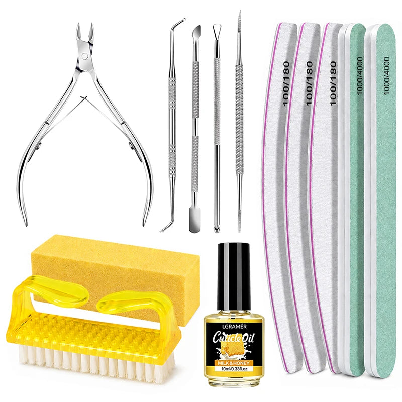 13-Piece Nail Care Manicure Set with Cuticle Oil & Nipper