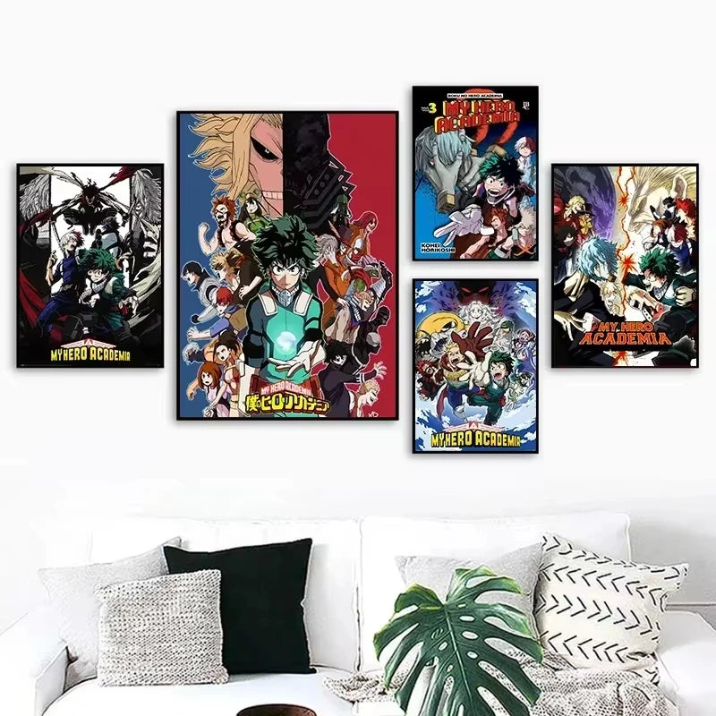 Japanese Anime My-Hero-Academia Poster Cartoon Manga Canvas Painting Wall Art Pictures Home Kids Room Decor Gift Peaceful Pleasures Health and Wellness