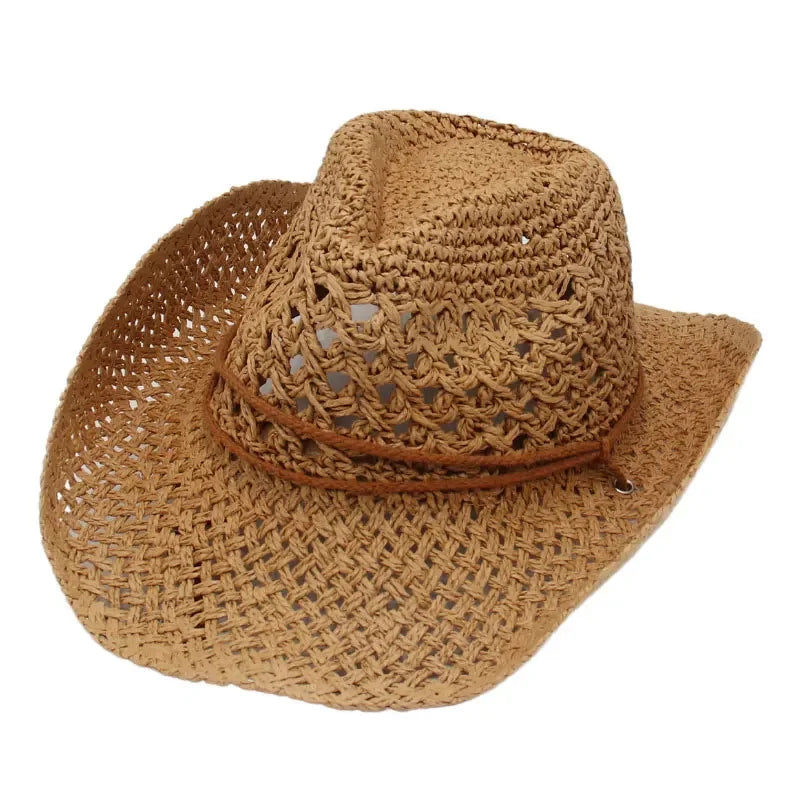 Women's Foldable Straw Cowboy Hat | Wide Brim Beach Sun Hat