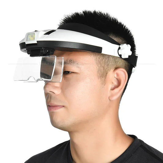 Rechargeable Head Wearing Magnifying Glass 1X 1.5X 2X 2.5X 3.5X Helmet Style Magnifier with 8Led Lights Loupe Reading Repair Use Peaceful Pleasures Health and Wellness 1X 1.5X 2X 2.5X 3.5X