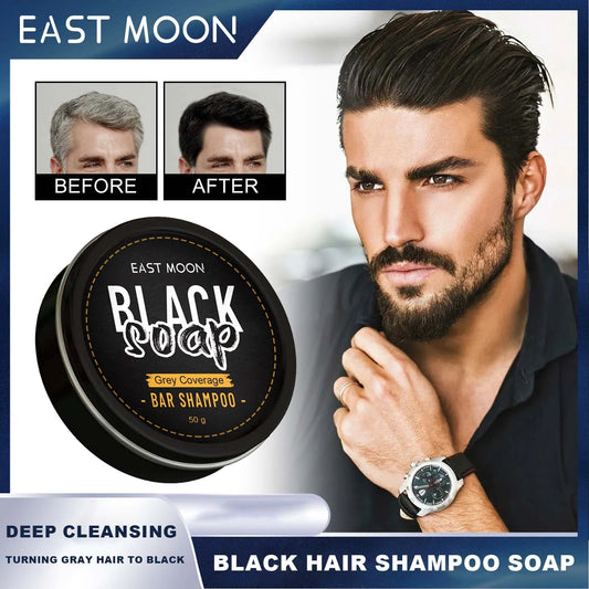 East Moon Black Hair Shampoo Soap | Darkening & Anti-Dandruff Bar Hair Darkening Shampoo Bar Peaceful Pleasures Health and Wellness