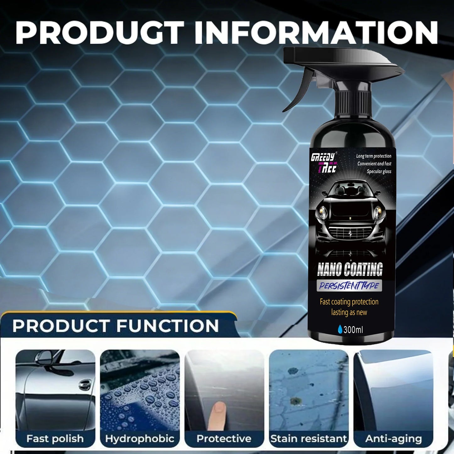 Car Ceramic Nano Coating 300ml – Waterproof Paint Protector
