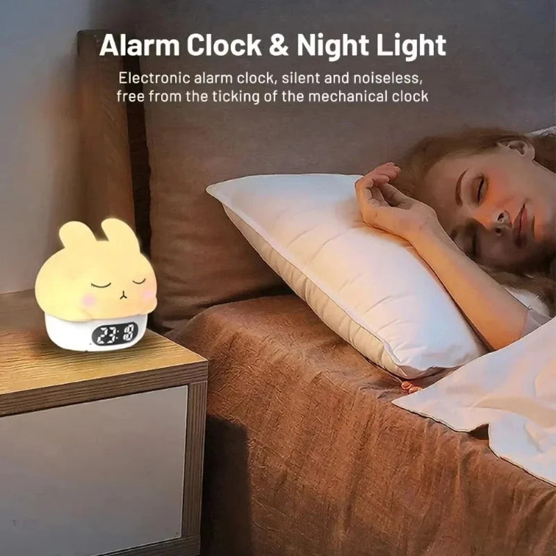 Cute Bunny Digital Alarm Clock RGB Night Light & Timer