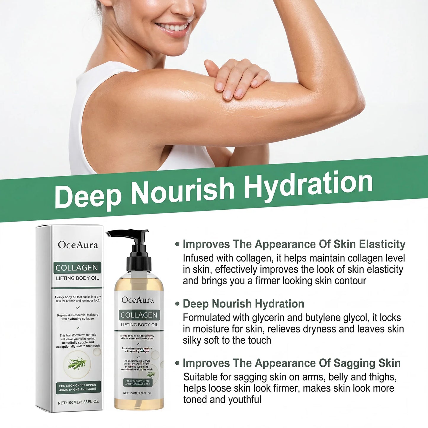 OceAura Collagen Firming Body Oil – Tighten & Hydrate Skin Collagen Body Oil Peaceful Pleasures Health and Wellness