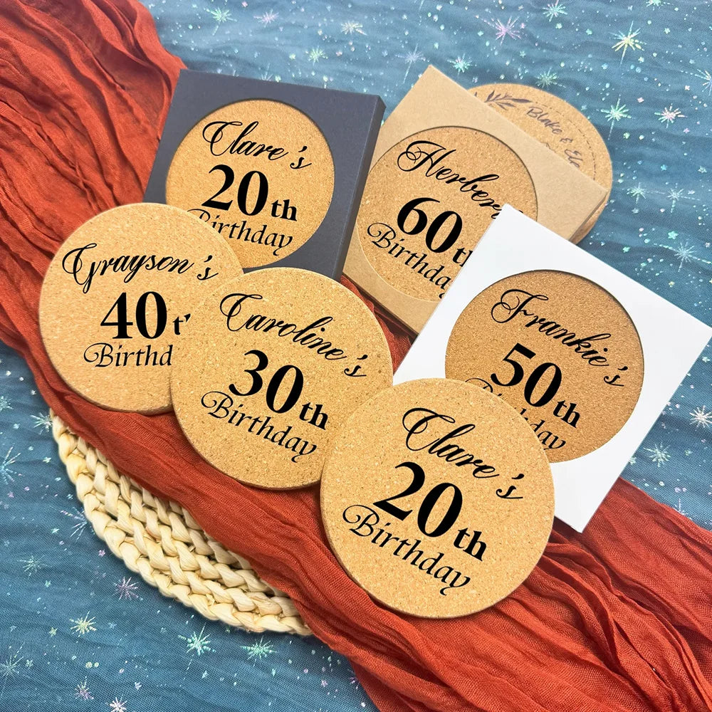 Personalized Engraved Wood Coasters – 30th 40th 50th 60th Birthday Personalized Wood Coasters Peaceful Pleasures Health and Wellness