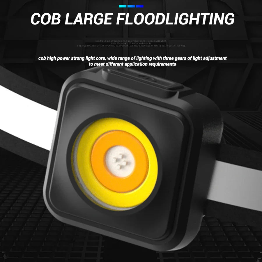 COB Rechargeable Headlamp USB-C 800LM – 4 Modes, Waterproof