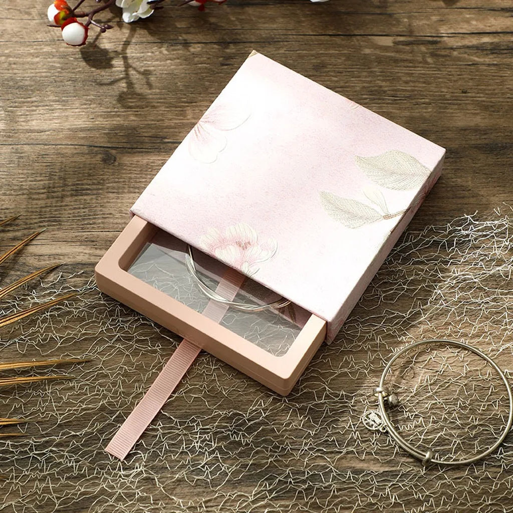 Retro Floral Embossed Drawer Jewelry Box | PE Film Display