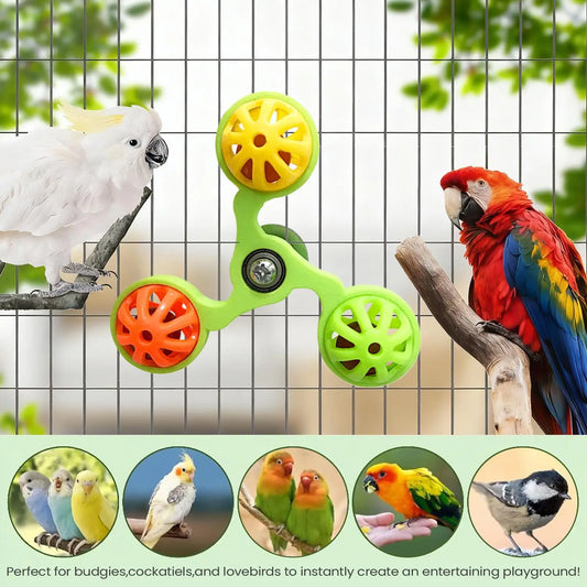 Rotating Windmill Parrot Toy with Bells – Bird Cage Enrichment Bird Cage Toy Oasis Select